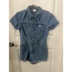 NWOT-Button Up Jean Short Jumpsuit with Pockets